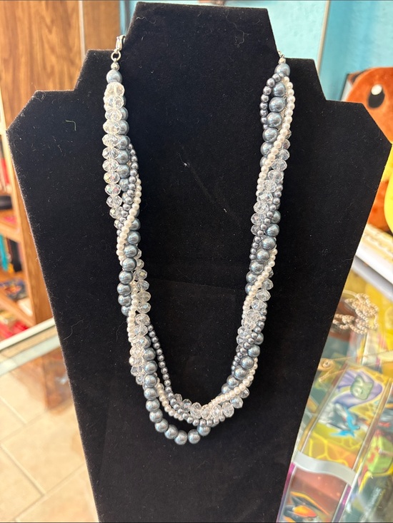 Jewelry - Elegant Multi-Strand Gray Beaded Necklace - Women's Jewelry
